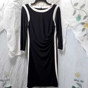LAUREN RALPH LAUREN BLK/WHT SCOOP NK POLYESTER DRESS SZ 8